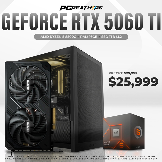 PCRA958 - EQUIPO AMD Ryzen 5 8500G + RAM 16GB + GeForce RTX 5060 Ti