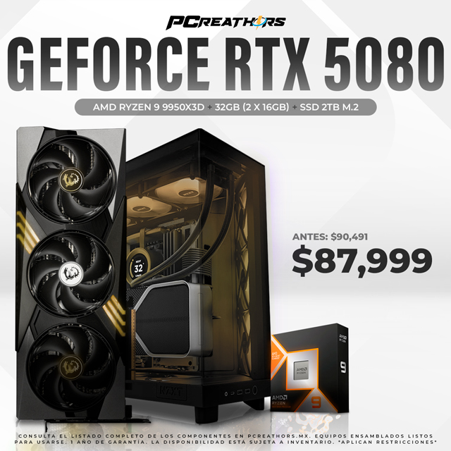 PCRA959 - Equipo AMD Ryzen 9 9950X3D + 32GB (2 X 16GB) + GeForce RTX 5080
