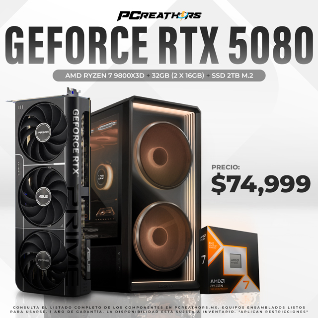 PCRA972 - Equipo AMD Ryzen 7 9800X3D + 32GB (2 X 16GB) + GeForce RTX 5080 Crimson Desert™