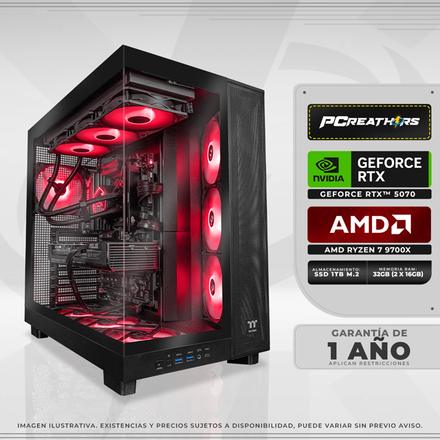 PCRA996 - Equipo AMD Ryzen 7 9700X +  32GB (2 X 16GB) + GeForce RTX 5070