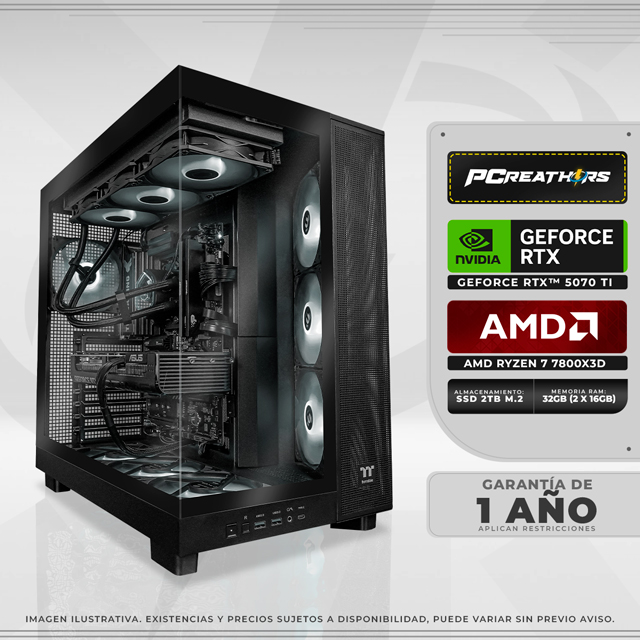 PCRA998 - Equipo AMD Ryzen 7 9800X3D + 32GB (2 X 16GB) + GeForce RTX 5070 Ti