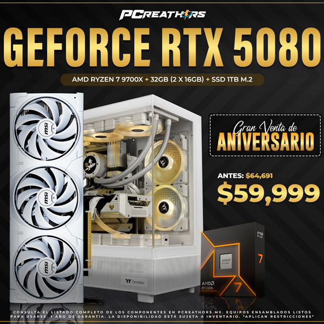 PCRB002 - Equipo AMD Ryzen 7 9700X + 32GB (2 X 16GB) + GeForce RTX 5080