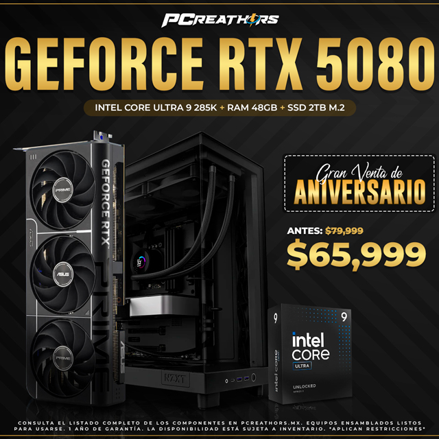 PCRB005 - Equipo Intel Core Ultra 9 285K + 48GB RAM + GeForce RTX 5080