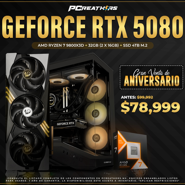PCRB007 - Equipo AMD Ryzen 7 9800X3D + 32GB - 2 x 16GB + GeForce RTX 5080 Crimson Desert™