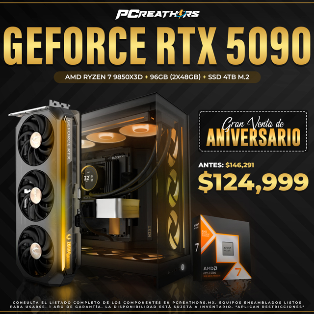 PCRB025 - EQUIPO AMD Ryzen 7 9850X3D + 96GB (2x48GB) + GeForce RTX 5090