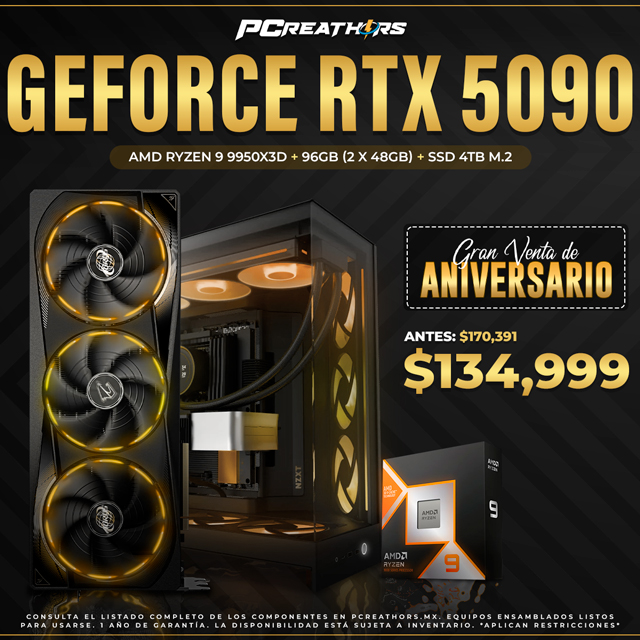 PCRB028 - Equipo AMD Ryzen 9 9950X3D + 96GB (2 X 48GB) + GeForce RTX 5090 Crimson Desert™