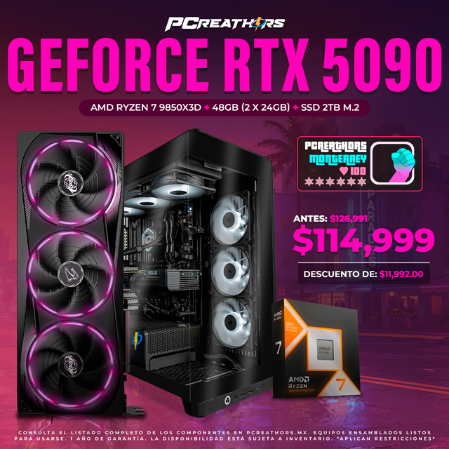 PCRB059 - EQUIPO AMD Ryzen 7 9850X3D + 48GB (2x24GB) + GeForce RTX 5090 