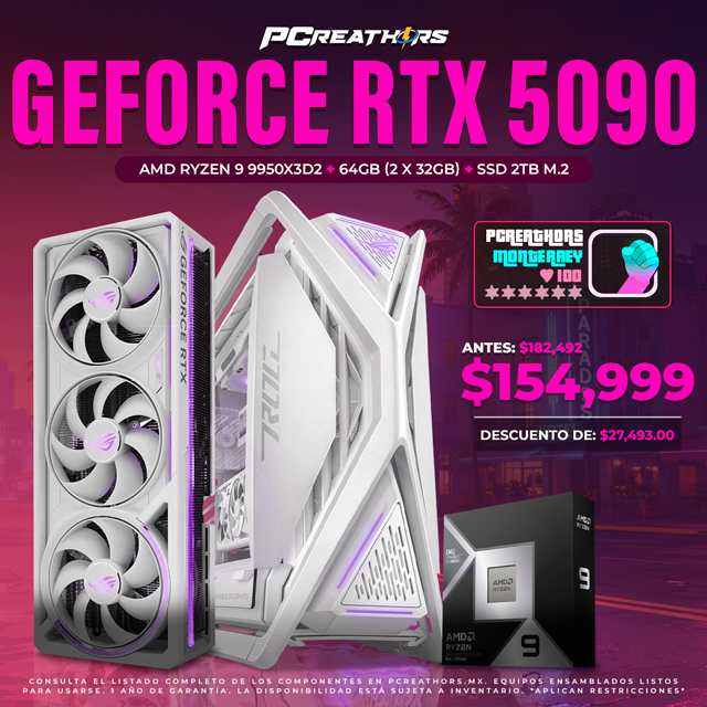 PCRB063 - Equipo AMD Ryzen 9 9950X3D2 + 64GB (2x32GB) + GeForce RTX 5090