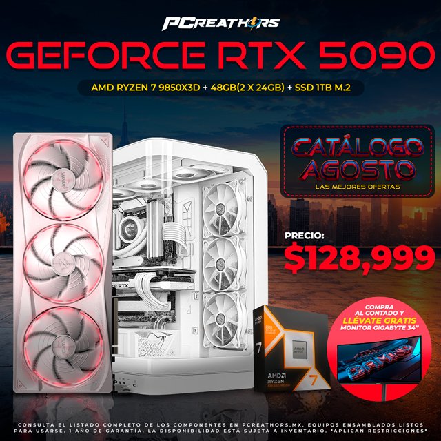 PCRB070 - EQUIPO AMD Ryzen 7 9850X3D + 48GB (2x24GB) + GeForce RTX 5090