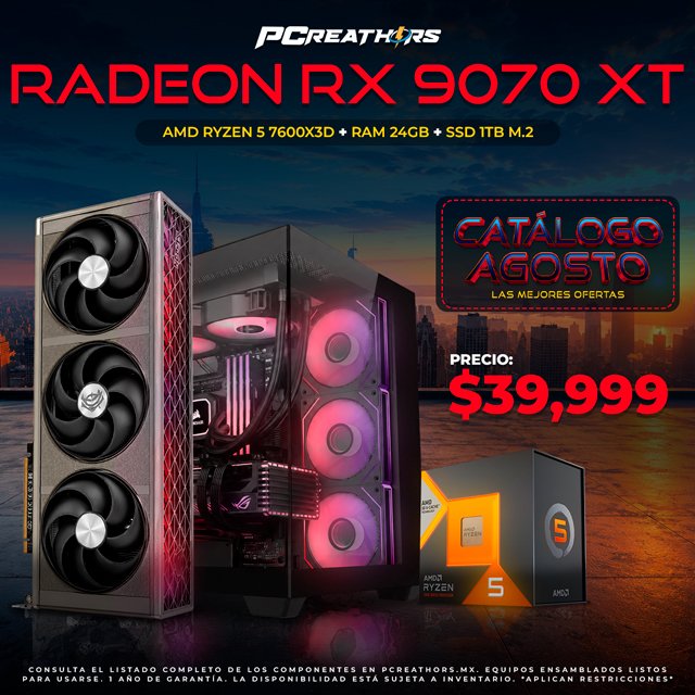 PCRB083 - Equipo AMD Ryzen 5 7600X3D + 24GB RAM + Radeon RX 9070 XT