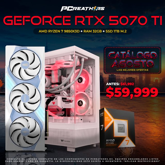 PCRB085 - Equipo AMD Ryzen 7 9850X3D + 32GB RAM + GeForce RTX 5070 Ti