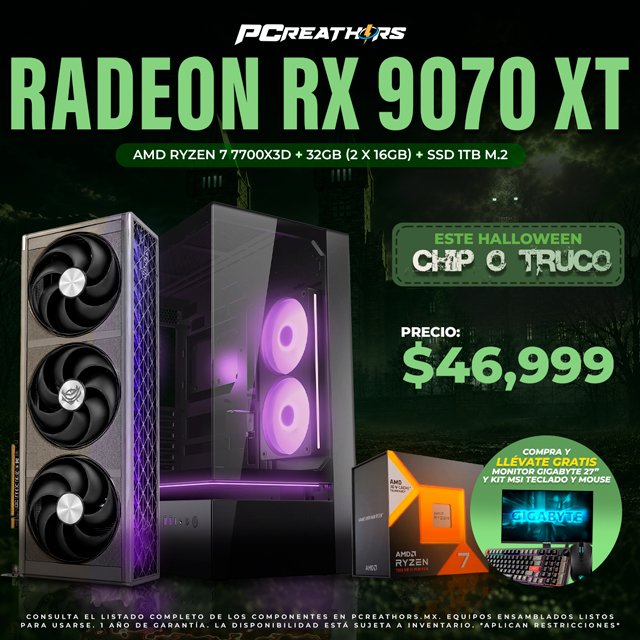 PCRB099 - Equipo AMD Ryzen 7 9850X3D + 32GB (2x16GB) + Radeon RX 9070 XT