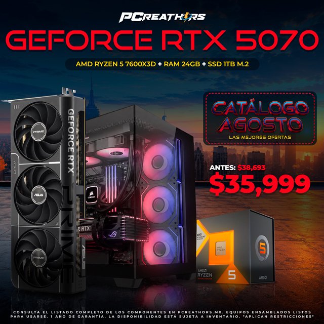 PCRB105 - Equipo AMD Ryzen 5 7600X3D + RAM 24GB + Geforce RTX 5070