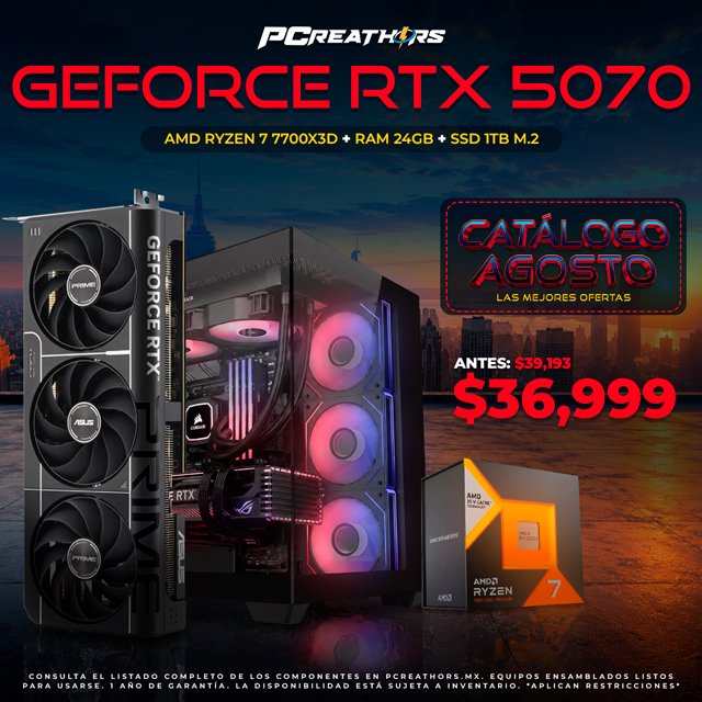 PCRB106 - Equipo AMD Ryzen 7 7700X3D + RAM 24GB + Geforce RTX 5070