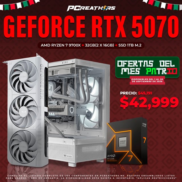 PCRB114 - Equipo AMD Ryzen 7 9700X + 32GB (2x16GB) + GeForce RTX 5070
