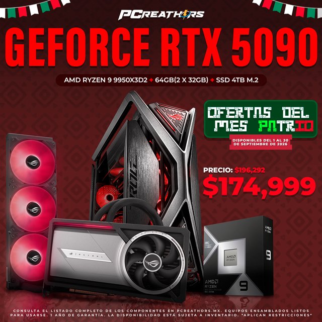 PCRB122 - Equipo AMD Ryzen 9 9950X3D2 + 64GB - 2 x 32GB + GeForce RTX 5090