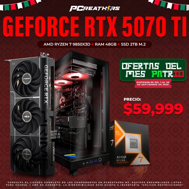 PCRB129 - EQUIPO AMD Ryzen 7 9850X3D + RAM 48GB + GeForce RTX 5070 Ti