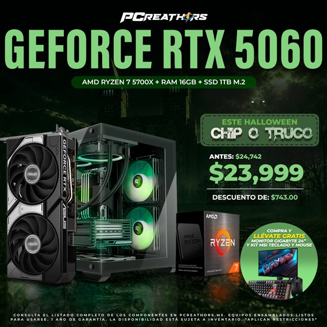 PCRB140 - Equipo AMD Ryzen 7 5700X + 16GB RAM + GeForce RTX 5060
