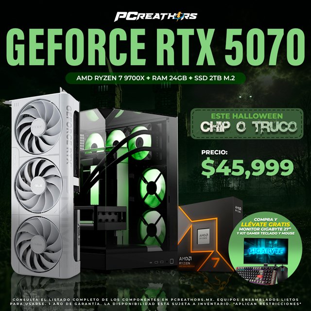 PCRB158 - EQUIPO AMD Ryzen 7 9700X + RAM 24GB + GeForce RTX 5070