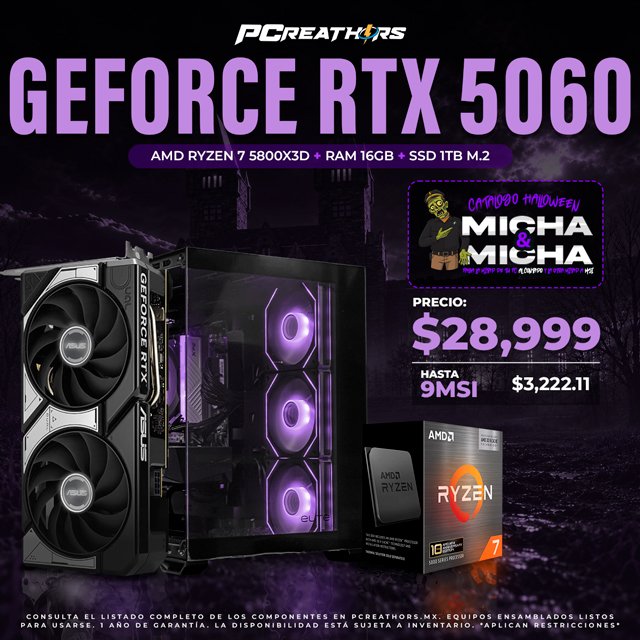 PCRB162 - Equipo AMD Ryzen 7 5800X3D + 16GB RAM + GeForce RTX 5060