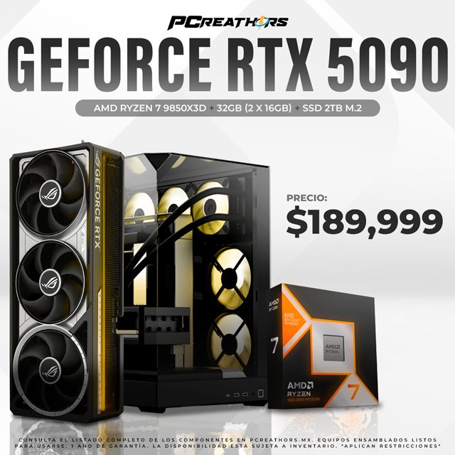 PCRB177 - EQUIPO AMD Ryzen 7 9850X3D + 32GB (2x16GB) + ROG Astral GeForce RTX 5090