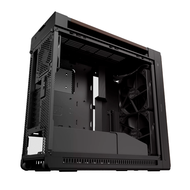 Gabinete ASUS ProArt PA602 Wood Edition Modern Black, Midi-Tower, ATX/EATX/Micro-ATX/Mini-ITX, USB 3.0, sin Fuente, 3 Ventiladores Instalados, Negro