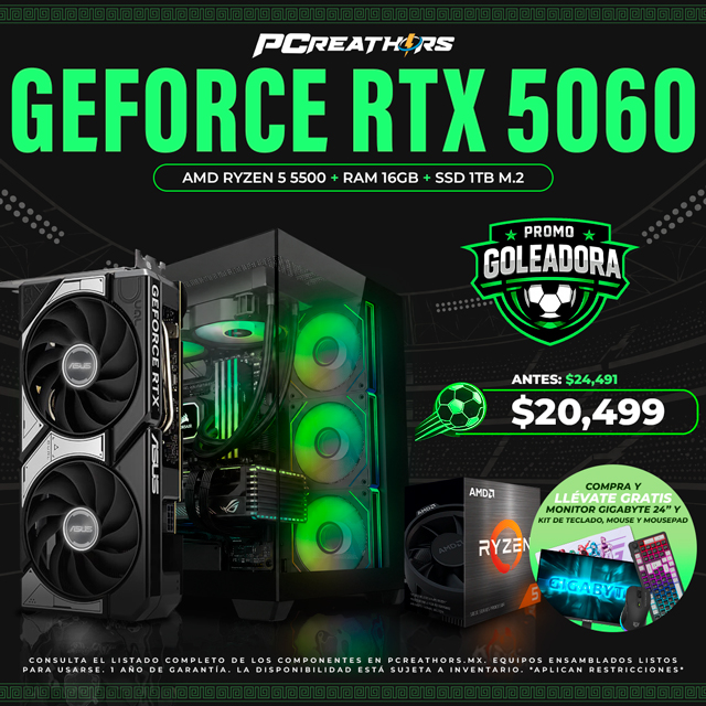 PF002 - Equipo AMD Ryzen 5 5500 + 16GB RAM + GeForce RTX 5060