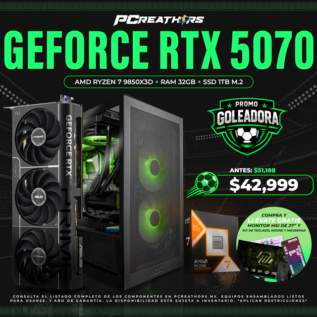 PF010 - Equipo AMD Ryzen 7 9850X3D + 32GB RAM + GeForce RTX 5070