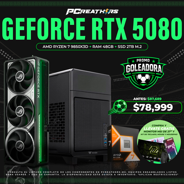 PF011 - Equipo AMD Ryzen 7 9850X3D + 48GB RAM + GeForce RTX 5080