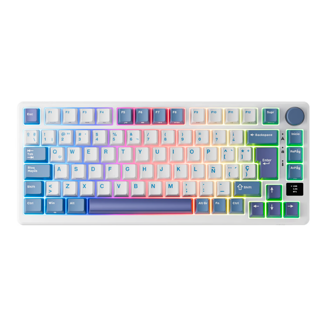 RK Royal Kludge RKM75TML Teclado Gamer, 75% RGB retroiluminado teclado mecánico color Taro Milk