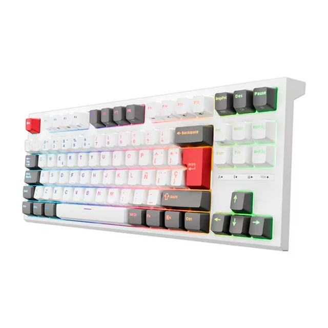 RK Royal Kludge RKR87WH Teclado Gamer, 80% RGB retroiluminado teclado mecánico color Blanco