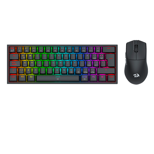 Kit Gamer de Teclado y Mouse S143: Redragon Fizz K617 RGB + Redragon King M724, Alámbrico, USB, Negro (Español)