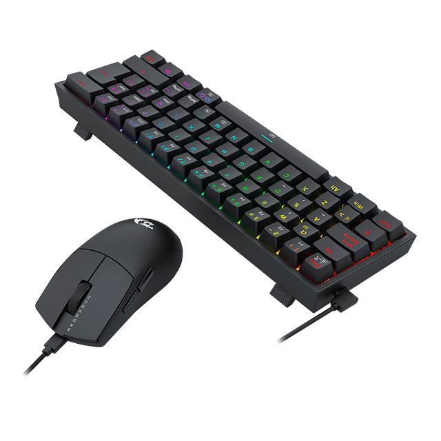 Kit Gamer de Teclado y Mouse S143: Redragon Fizz K617 RGB + Redragon King M724, Alámbrico, USB, Negro (Español)