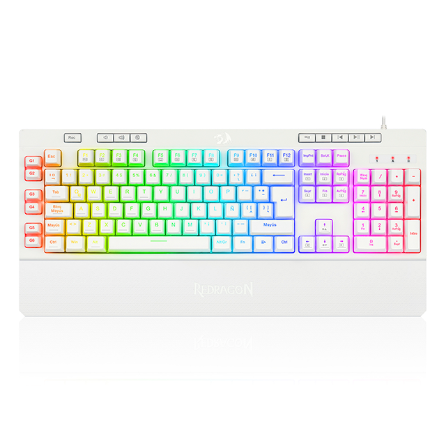 Teclado Gamer Redragon Shiva K512 RGB, Teclado Membrana, Alámbrico, Blanco, Español