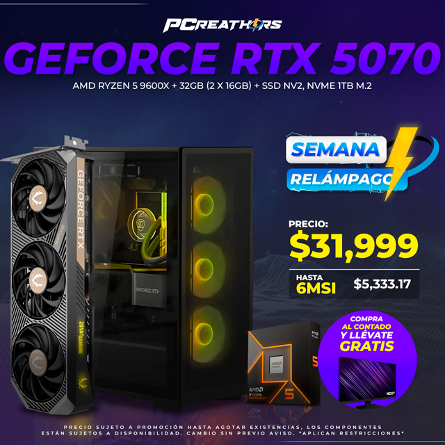 SMR005 - Equipo AMD Ryzen 5 9600X + 32GB (2X16GB) + GeForce RTX 5070
