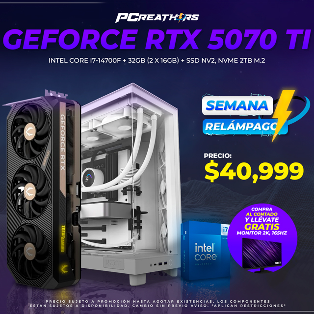 SMR017 - Equipo Intel Core i7-14700F + 32GB - 2 x 16GB + GeForce RTX 5070 Ti