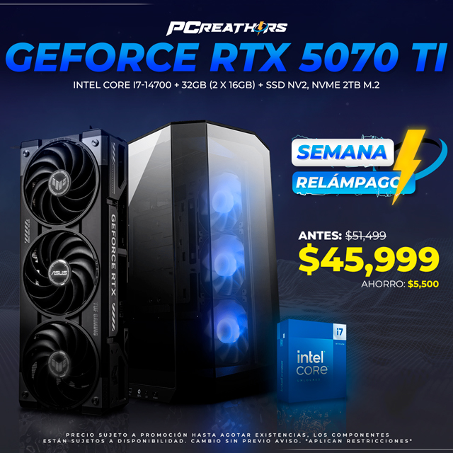 SRPCR18 - EQUIPO Intel Core i7-14700 + 32GB (2 x 16GB) + GeForce RTX 5070 Ti