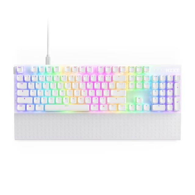 Teclado Gamer NZXT Function 2 RGB, Teclado Mecánico, Switch Óptico, Alámbrico, USB, Blanco (Inglés) 
