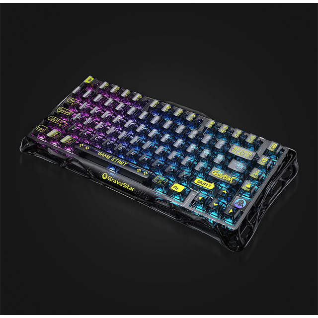 Teclado Mecánico Gamer GravaStar Mercury K1 Lite, 75%, inalámbrico, Transparent Black