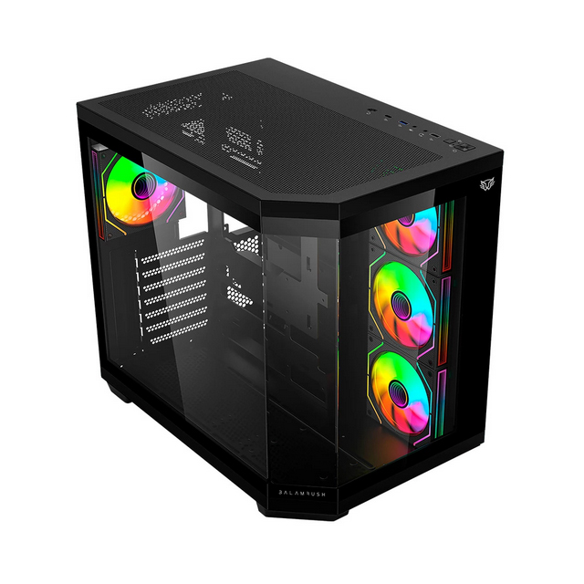 Gabinete Balam Rush Tank Super 9600 TB con Ventana RGB, Midi-Tower, ATX/Micro-ATX/ITX, USB 3.0/2.0, sin Fuente, 4 Ventiladores Instalados, Negro