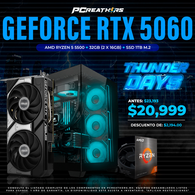 TD002 - EQUIPO AMD Ryzen 5 5500 + 32GB RAM (2X16GB) + NVIDIA GeForce RTX 5060