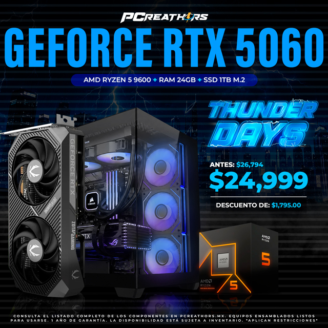 TD004 - EQUIPO AMD Ryzen 5 9600 + 24GB RAM (1X24GB) + NVIDIA GeForce RTX 5060