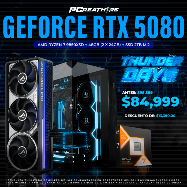 TD023 - Equipo AMD Ryzen 7 9850X3D + 48GB (2x24GB) + GeForce RTX 5080