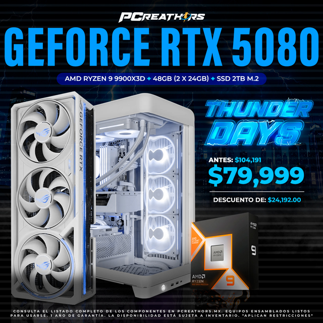 TD024 - Equipo AMD Ryzen 9 9900X3D + 48GB (2x24GB) + GeForce RTX 5080