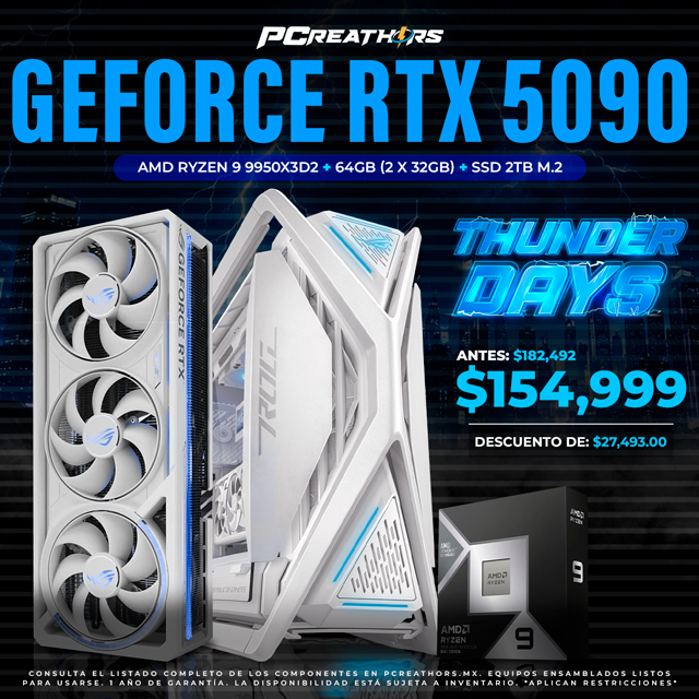 TD025 - Equipo AMD Ryzen 9 9950X3D2 + 64GB (2x32GB) + GeForce RTX 5090