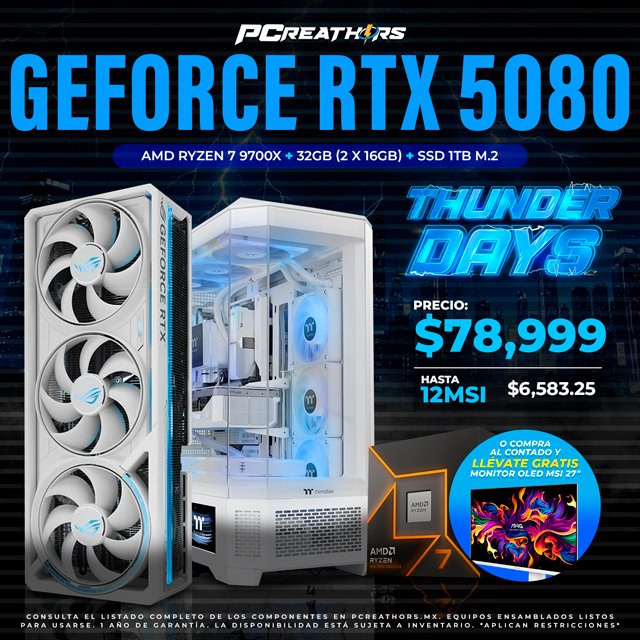 TDB016 - EQUIPO AMD Ryzen 7 9700X + 32GB (2x16GB) + GeForce RTX 5080