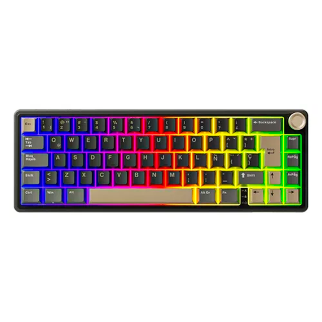 RK ROYAL KLUDGE RKR65PH Teclado Gamer, 60% RGB retroiluminado teclado mecánico color Negro.