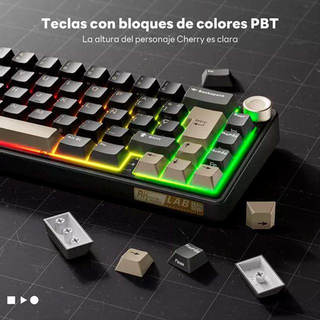 RK ROYAL KLUDGE RKR65PH Teclado Gamer, 60% RGB retroiluminado teclado mecánico color Negro.