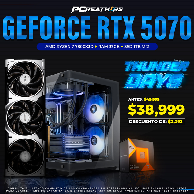 TUD019 - EQUIPO AMD Ryzen 7 7800X3D + RAM 32GB + GeForce RTX 5070