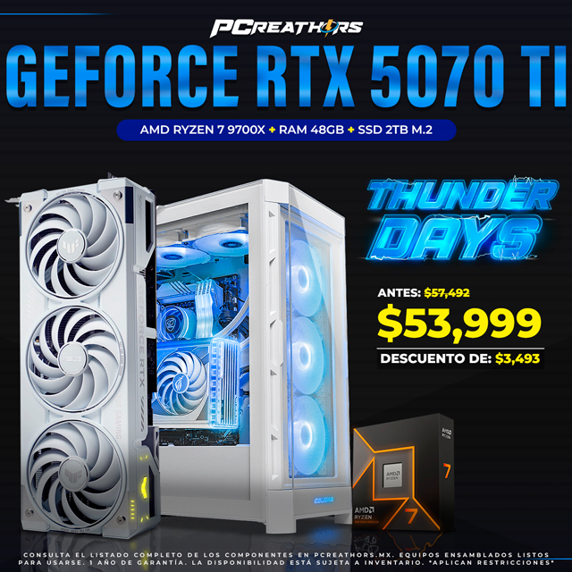 TUD023 - EQUIPO AMD Ryzen 7 9700X + RAM 48GB + GeForce RTX 5070 Ti